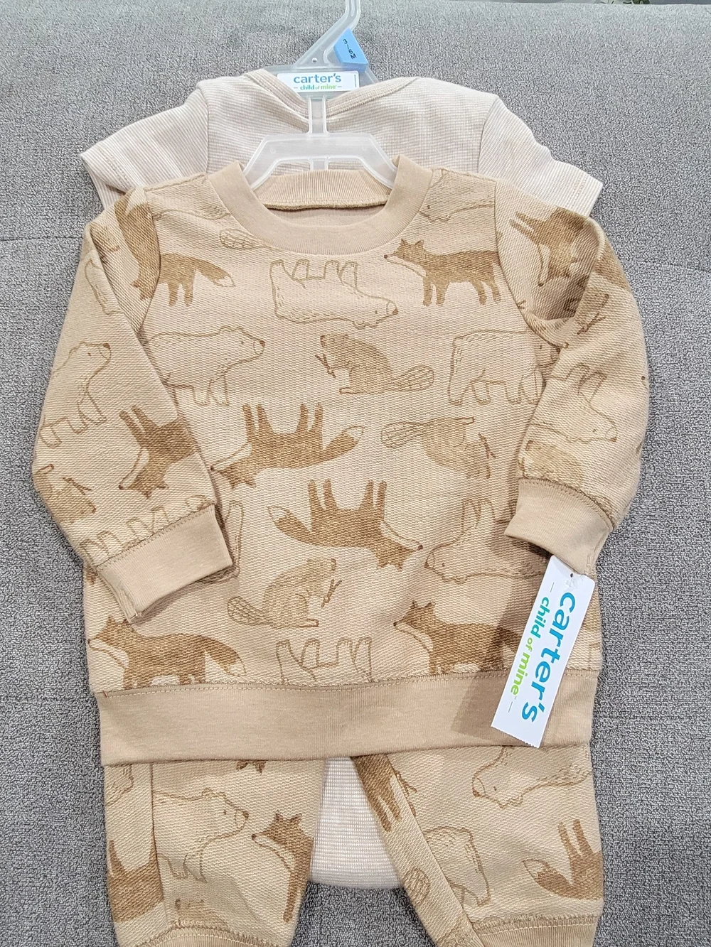 Carter's‎ Tan Neutral Animal Print 3-Piece Set